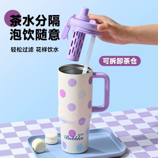 新款高颜值冰霸双饮啵啵杯便携式水杯冰霸办公茶杯不锈钢咖啡杯子