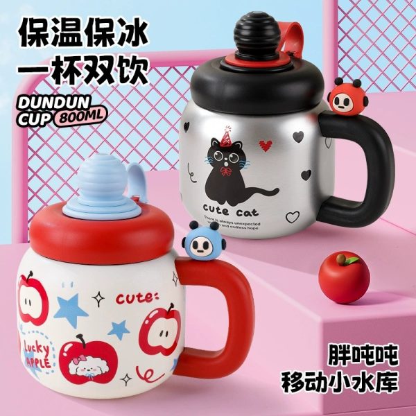 大容量冰霸杯高颜值女生巨无霸大嘴水杯便捷带吸管茶漏花茶塑料杯